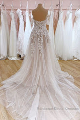 Vintage Long A-Line Off-the-Shoulder Sweetheart Backless Tulle Wedding Dresses